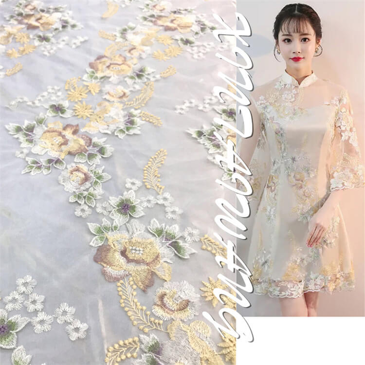 Embroidered Fabric Evening Women's Polyester for Women's Wear Wholesal 2